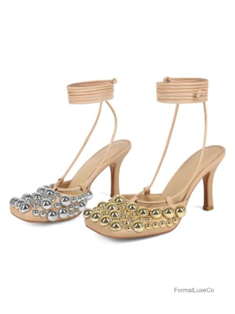 Women's High Heel Stiletto Sandals with Pearl Details for Weddings Parties